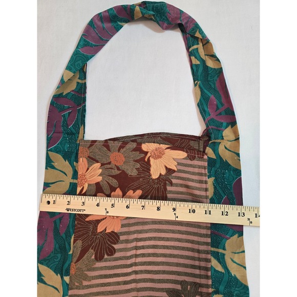 Unique Handmade Patchwork Shoulder Bag Hobo Boho Ethnic Style 100% Silk - Picture 6 of 9